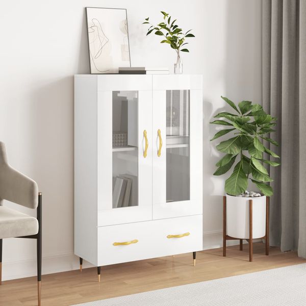 vidaXL Vysoká skrinka lesklá biela 69,5x31x115 cm kompozitné drevo