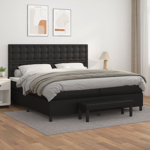 vidaXL Boxspring posteľ s matracom čierna 200x200 cm umelá koža