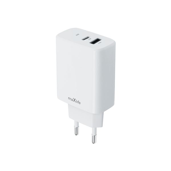 Maxlife MXTC-10-30AC PD QC nabíjačka 1x USB-C 1x USB 30W biela