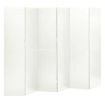 vidaXL Paraván so 6 panelmi, biely 240x180 cm oceľ
