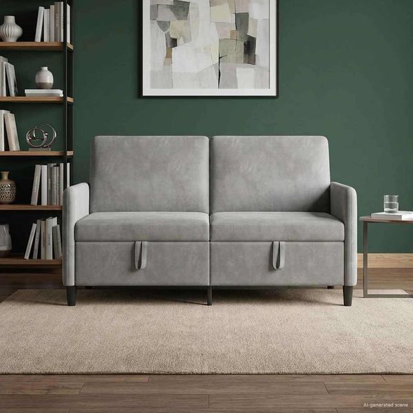vidaXL Sofa s úložným priestorom Svetlosivá 152 x 78 x 87 cm Polyester