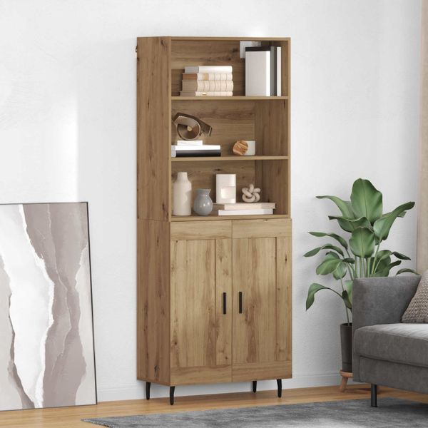 vidaXL Highboard Remeselný dub 69,5 x 34 x 180 cm
