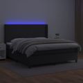 vidaXL Boxspring posteľ s matracom a LED čierna 180x200 cm umelá koža