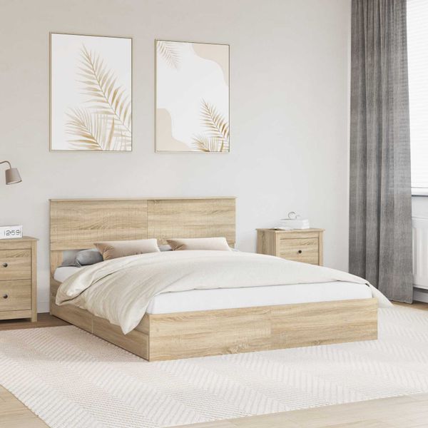 vidaXL Úložná posteľ Sonoma dub 160 x 200 cm Kompozitné drevo