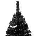 vidaXL Osvetlený umelý vianočný stromček s guľami, čierny 240 cm, PVC