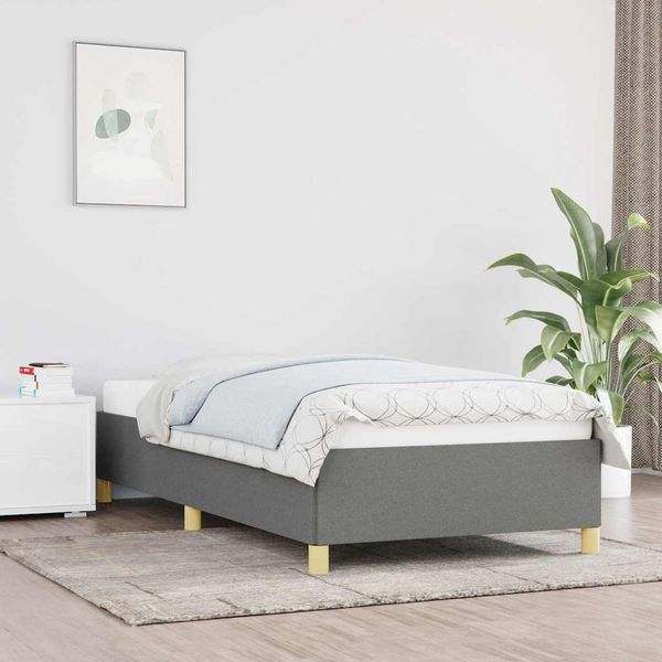 vidaXL Posteľ bez matraca tmavosivá 90x200 cm látka