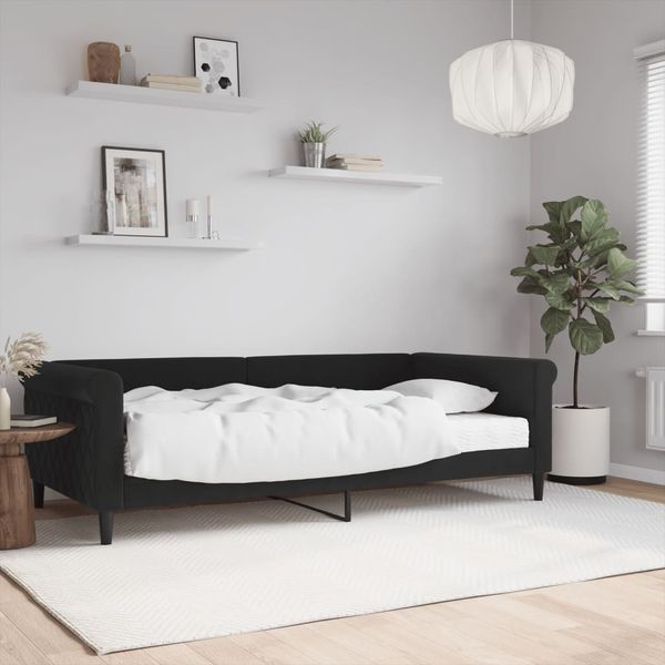 vidaXL Denná posteľ s matracom čierna 100x200 cm zamat
