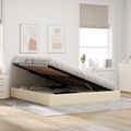 vidaXL Otomanový posteľný rám s úložiskom Krémová 160 x 200 cm látka