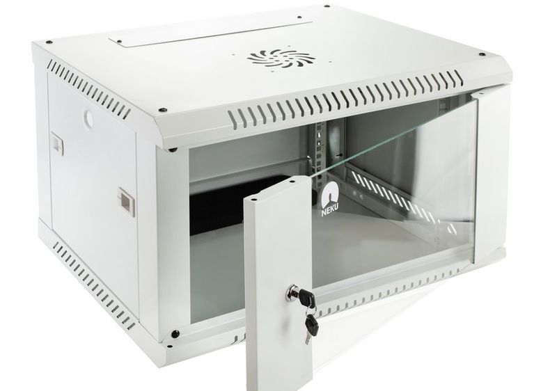 RACK skriňa závesná NEKU TS 19" 6U 450 mm, sv. šedá, na samozostavenie