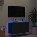 vidaXL TV nástenná skrinka s LED svetlami čierna 80x35x41 cm