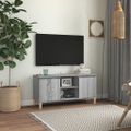 vidaXL TV stolík nožičky z masívneho dreva sivý sonoma 103,5x35x50 cm