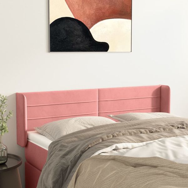 vidaXL Čelo postele so záhybmi ružový 147x16x78/88 cm zamat