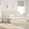 vidaXL Postel s úložným prostorem a matrací Krémová 160 x 200 cm látka