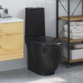 vidaXL Keramická toaleta/WC do kúpeľne, okrúhla, spodný odtok, čierna