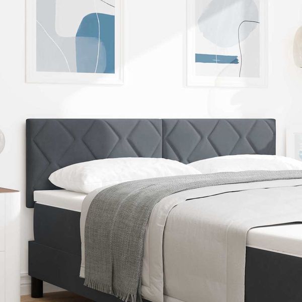 vidaXL LED hlavová doska Tmavo šedá 144 cm Zamat