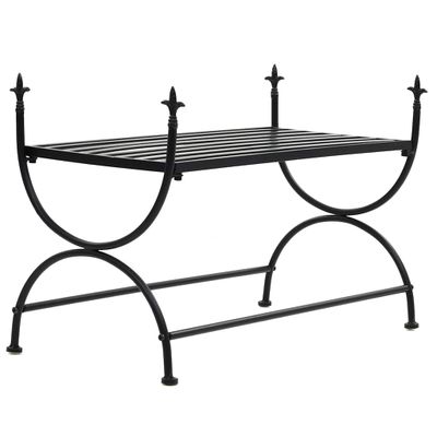 vidaXL Kovová lavička so starožitným dizajnom 83x42x55 cm čierna