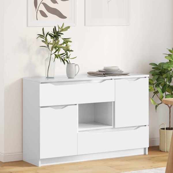 vidaXL Servírovacia skriňa Vysoký lesk bielej 100 x 30 x 65,6