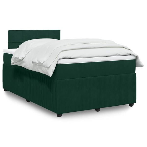 vidaXL Boxspring posteľ s matracom, tmavozelená 120x190cm, zamat