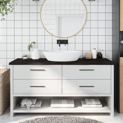 vidaXL Kúpeľňová doska tmavohnedá 160x60x(2-4) cm ošetrený masív
