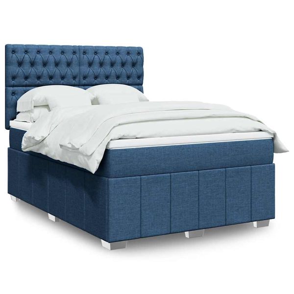 vidaXL Boxspring posteľ s matracom modrý 140x190 cm látka