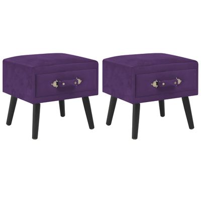 vidaXL Nočné stolíky 2 ks tmavofialové 40x35x40 cm zamatové