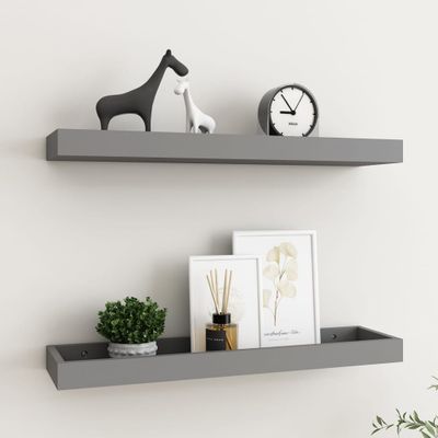 vidaXL Terasové nástenné police 2 ks sivé 60x15x4 cm MDF