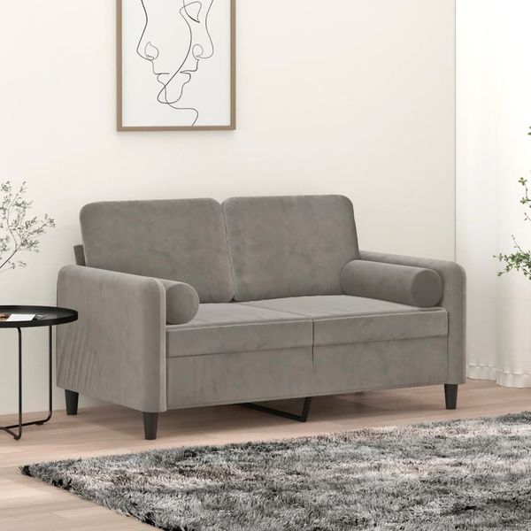 vidaXL 2-miestna pohovka s vankúšmi bledosivá 120 cm zamat