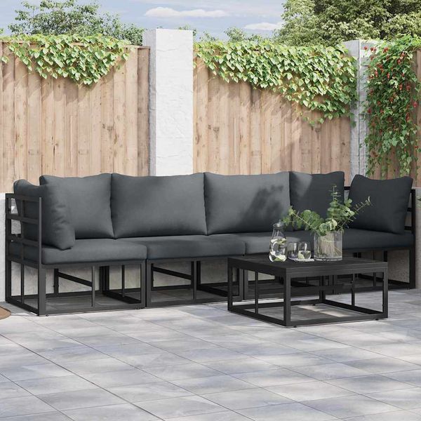 vidaXL Súprava záhradných pohoviek 4 pcs Čierna Kov