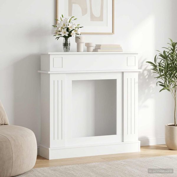 vidaXL Rám krbu Biela 102 x 26 x 100 cm Kompozitné drevo