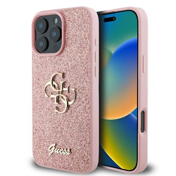Puzdro Guess pre iPhone 16 Pro 6,3" GUHCP16LHG4SGP Fixed Glitter Big 4G ružové