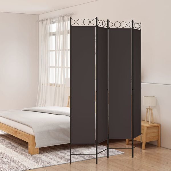 vidaXL 4-panelový paraván hnedý 160x220 cm látkový