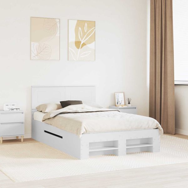 vidaXL Rám postele s čelnou doskou Biela 137 x 203 cm Kompozitné drevo