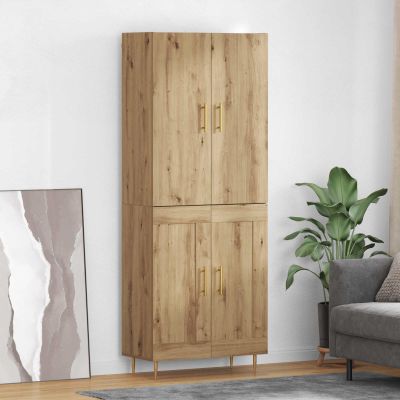 vidaXL Highboard Remeselný dub 69,5 x 34 x 180 cm Kompozitné drevo