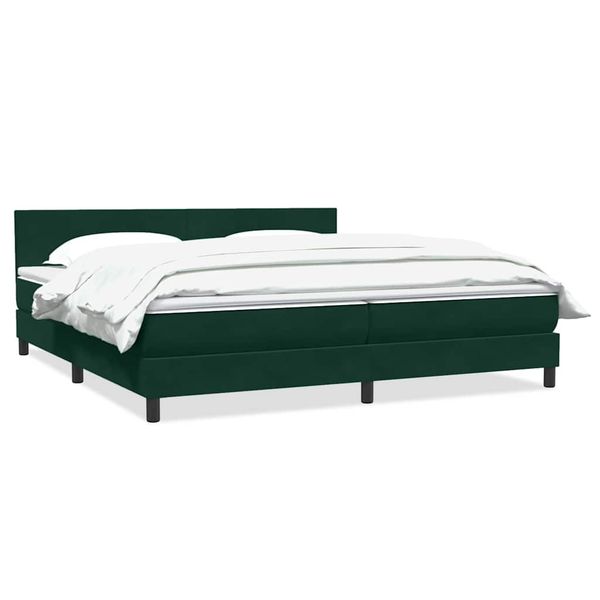 vidaXL Posteľný rám boxsping s matracom tmavozelený 180x210 cm zamat