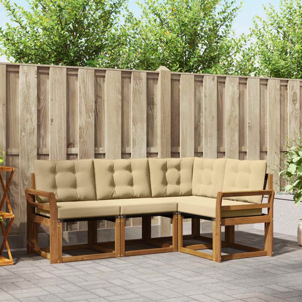 vidaXL Záhradná súprava gaučov s vankúšom 4 pcs Prírodná a béžová