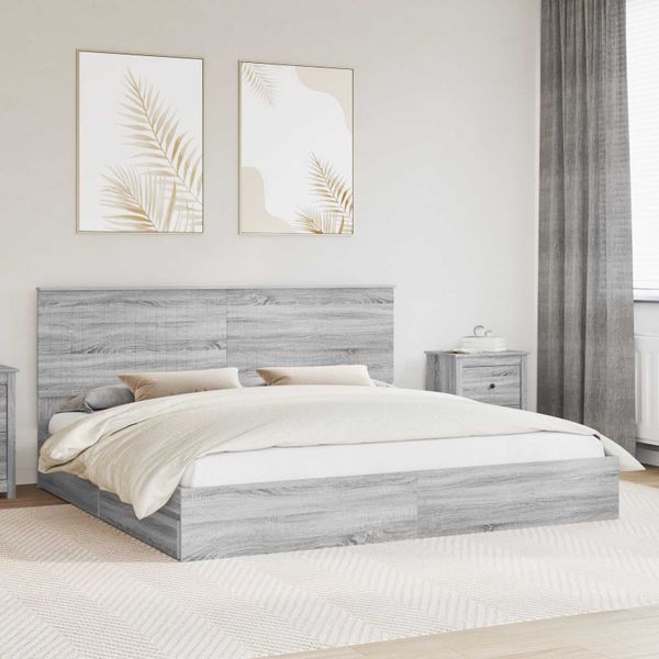 vidaXL Úložná posteľ Sivý Sonoma 200 x 200 cm Kompozitné drevo