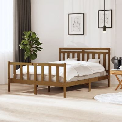 vidaXL Posteľný rám medový 150x200 cm King masívne drevo