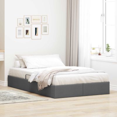 vidaXL Otomanový posteľný rám Tmavo šedá 120 x 190 cm látka