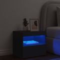 vidaXL Nočný stolík s LED svetlami čierny 50x40x45 cm