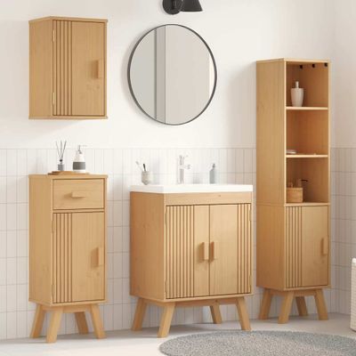 vidaXL Sada kúpeľňového nábytku s dverami 4 pcs Hnedá Borovicový masív