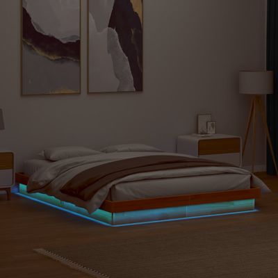 vidaXL LED posteľný rám voskovo hnedý 160x200 cm masívna borovica