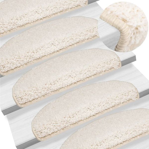 vidaXL Schodové rohože 10 ks 65x21x4 cm biele polkruhové veľké