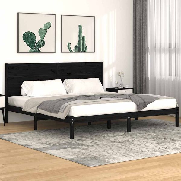 vidaXL Posteľný rám čierny borovicový masív 200x200 cm