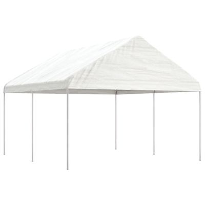 vidaXL Altánok so strechou, biely 4,46x4,08x3,22 m, polyetylén