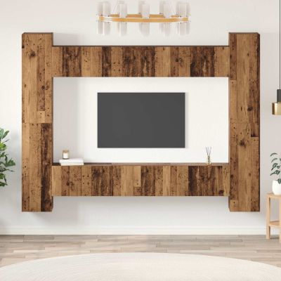 vidaXL Zostava TV skriniek 10 pcs Staré drevo 30,5 x 30 x 90 cm