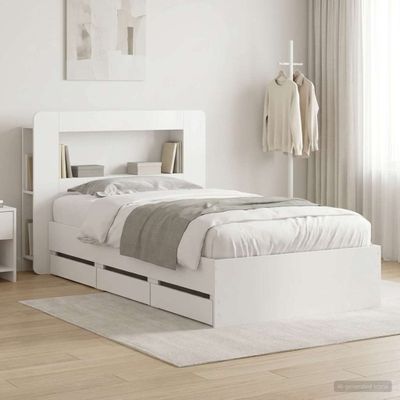 vidaXL Posteľový rám s úložným priestorom a čelom Biela 75 x 190 cm
