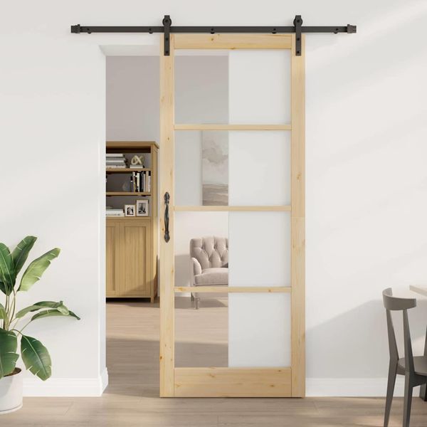 vidaXL Posuvné dvere ORKDAL Prírodná a čierna 93 x 232 cm