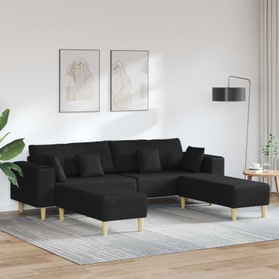 vidaXL Pohovka s vankúšom 3 pcs Čierna látka