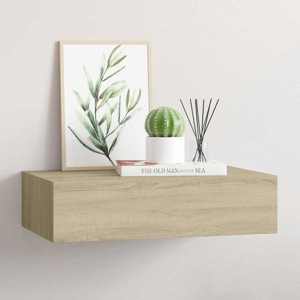 vidaXL Nástenná zásuvková polica dubová 40x23,5x10 cm MDF