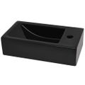 vidaXL Keramické umývadlo s otvorom obdĺžnikové čierne 46x25,5x12 cm